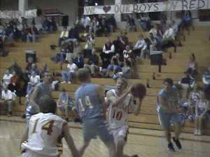 Jordon #10 attempts pass to Brennan around Viking defender